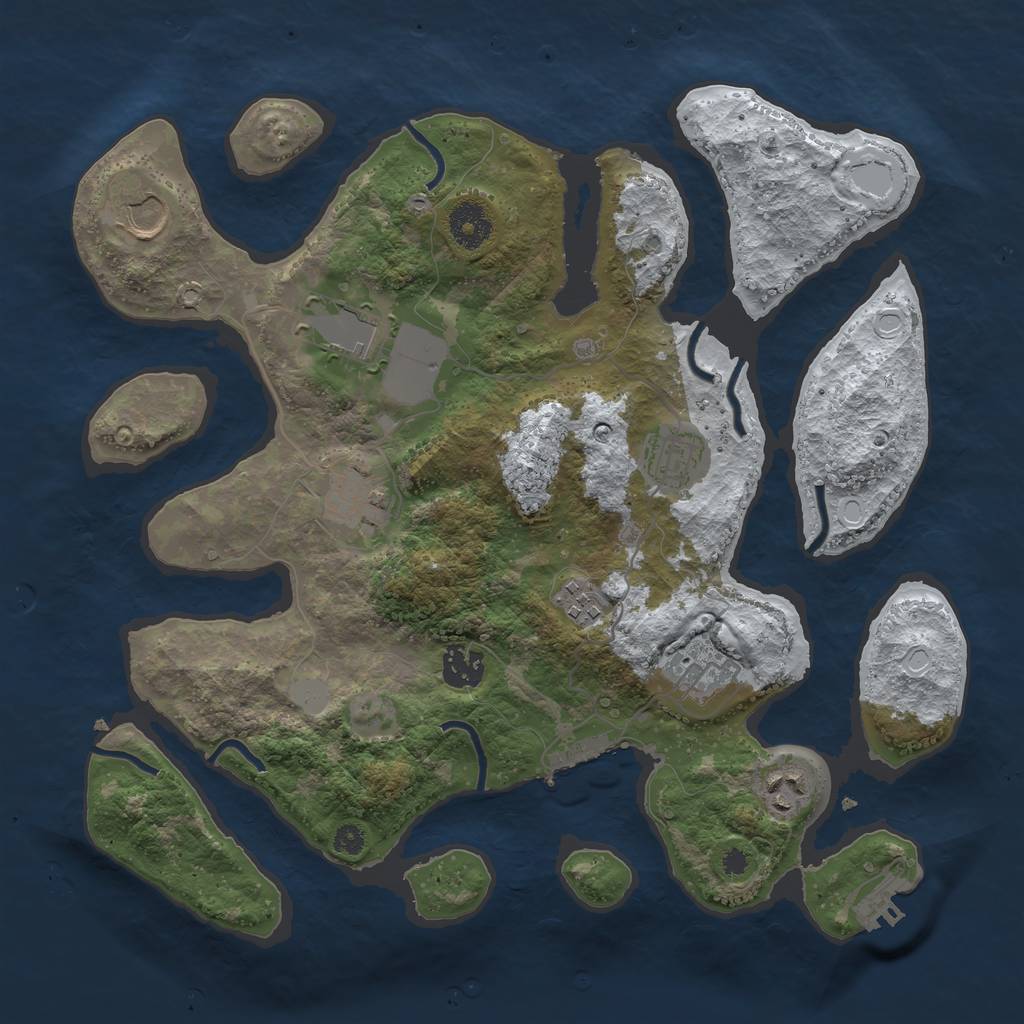 Rust Map: Procedural Map, Size: 3500, Seed: 1358862, 15 Monuments
