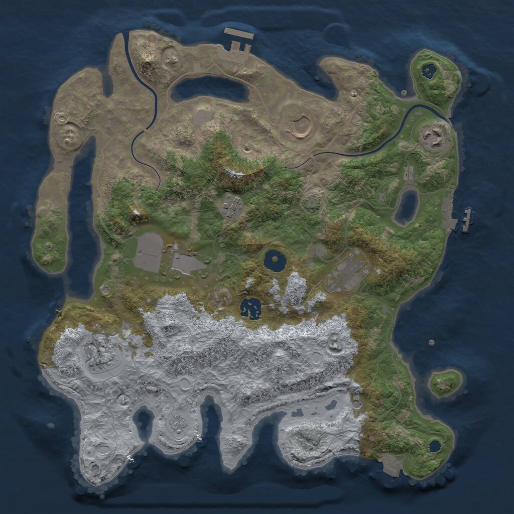 Rust Map: Procedural Map, Size: 3500, Seed: 2182938, 13 Monuments