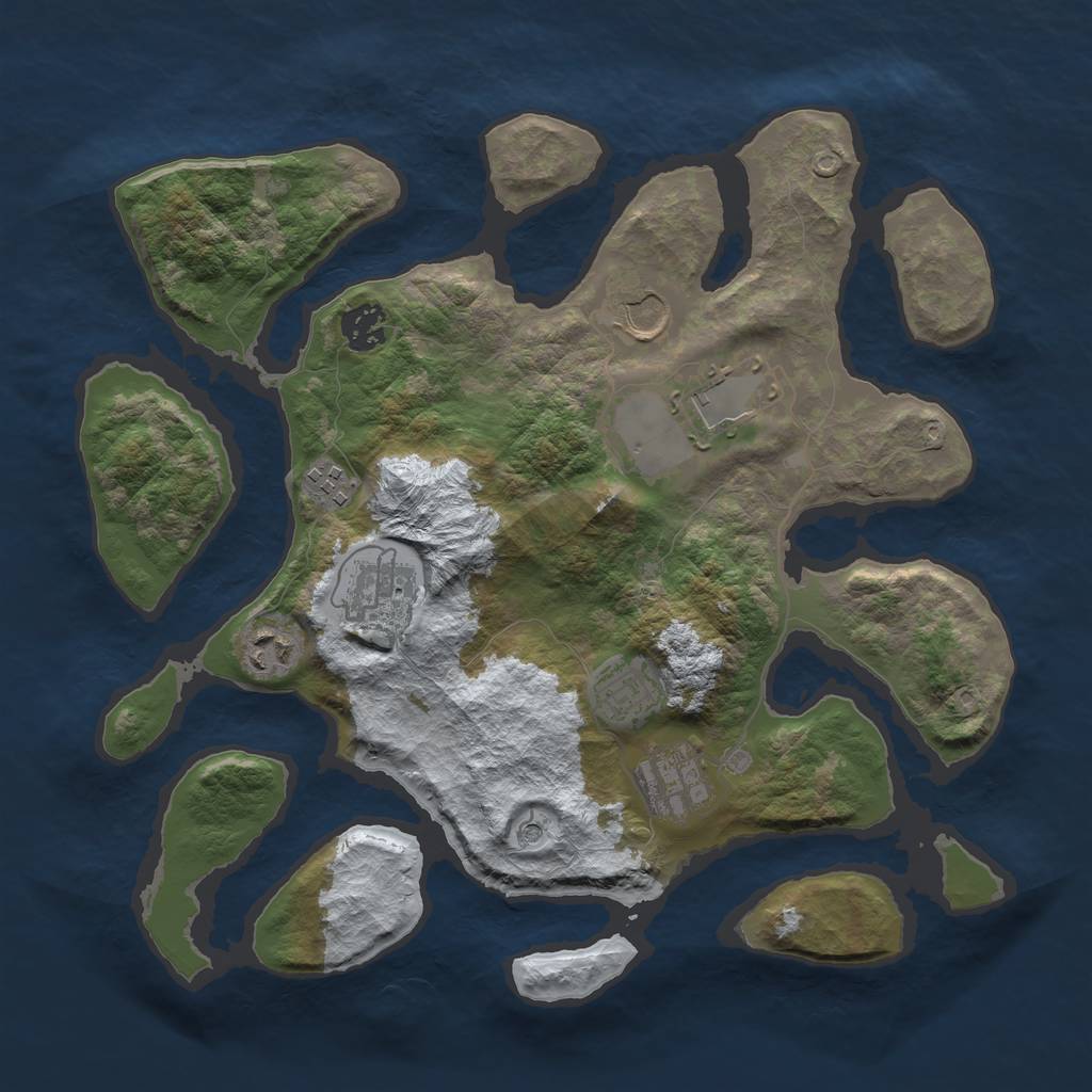 Rust Map: Barren, Size: 3500, Seed: 2856486, 11 Monuments