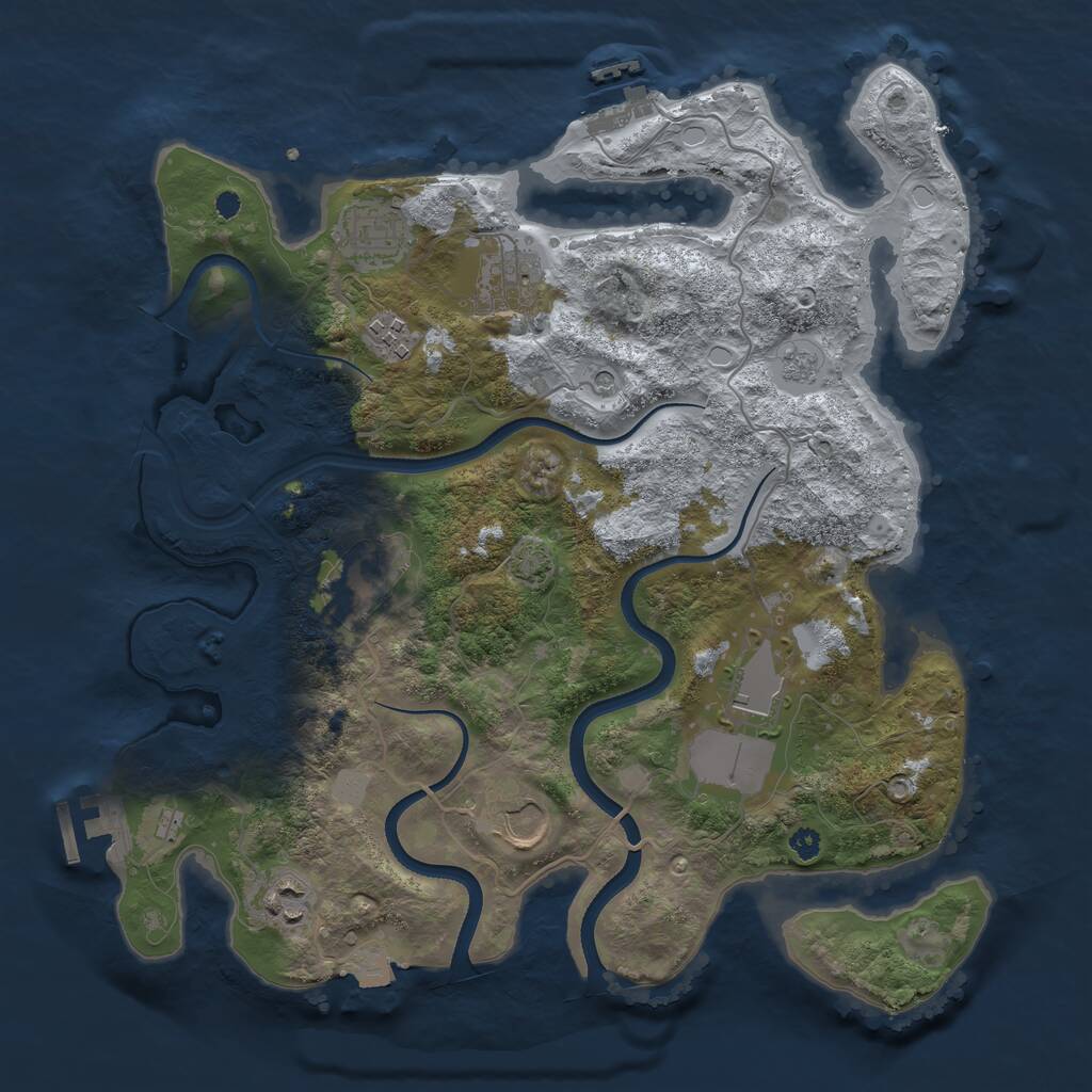 Rust Map: Procedural Map, Size: 3500, Seed: 4812131, 13 Monuments