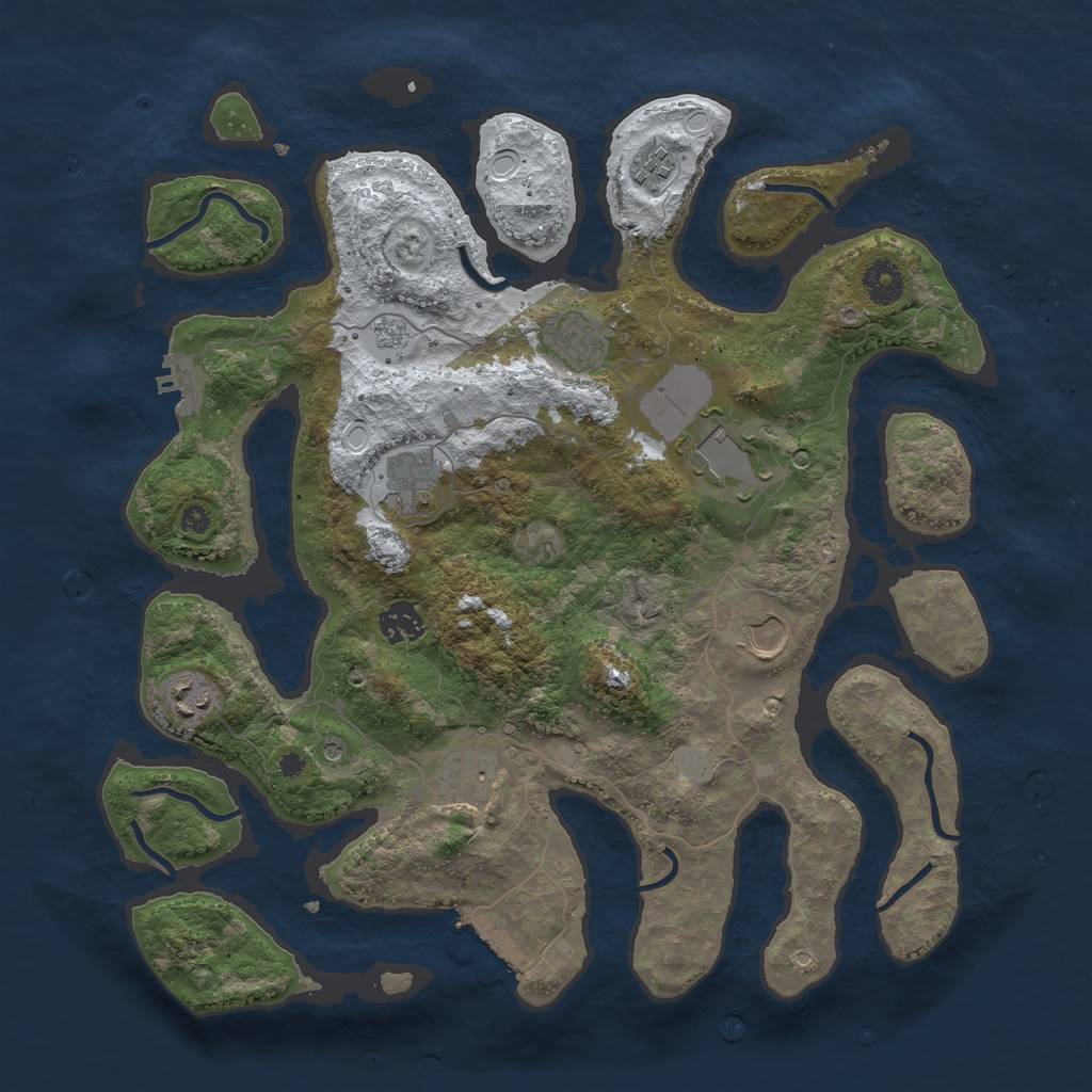 Rust Map: Procedural Map, Size: 3800, Seed: 419419, 17 Monuments