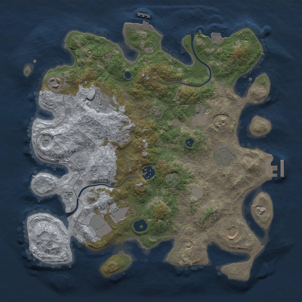 Rust Map: Procedural Map, Size: 3550, Seed: 467480, 14 Monuments