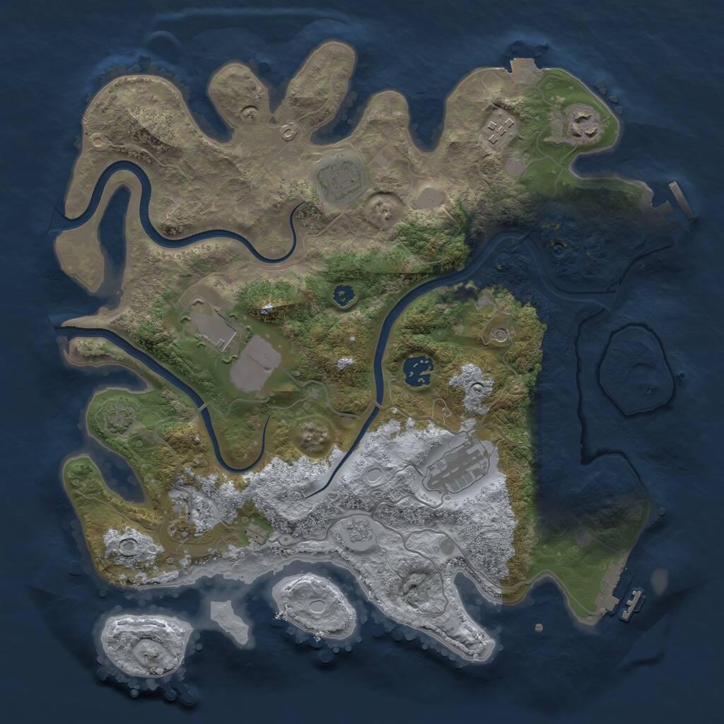 Rust Map: Procedural Map, Size: 3500, Seed: 2172634, 13 Monuments