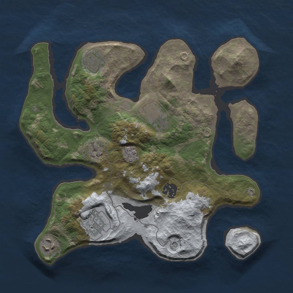 Rust Map: Barren, Size: 3000, Seed: 80, 9 Monuments