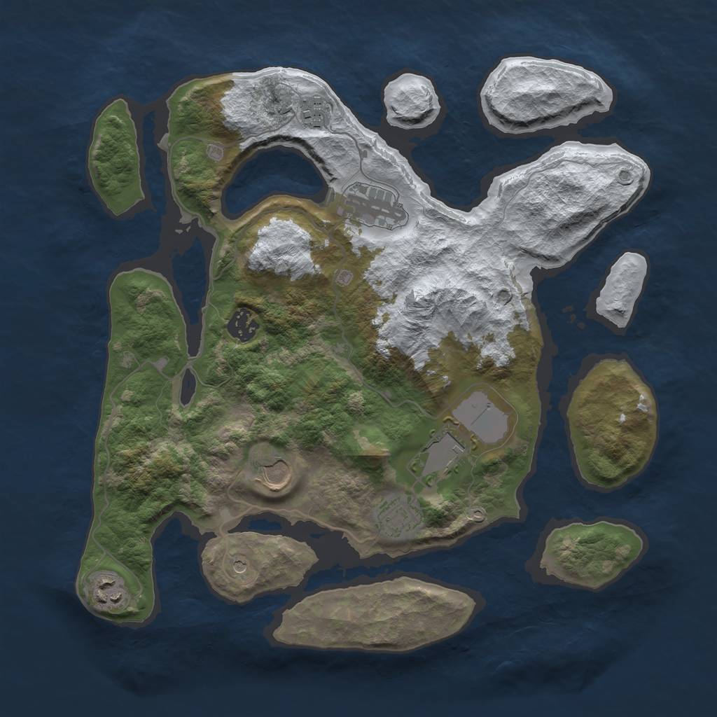 Rust Map: Barren, Size: 3500, Seed: 2164993, 10 Monuments