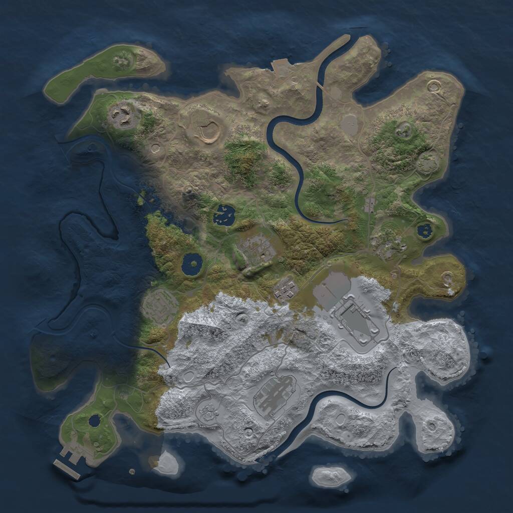 Rust Map: Procedural Map, Size: 3500, Seed: 4535849, 14 Monuments