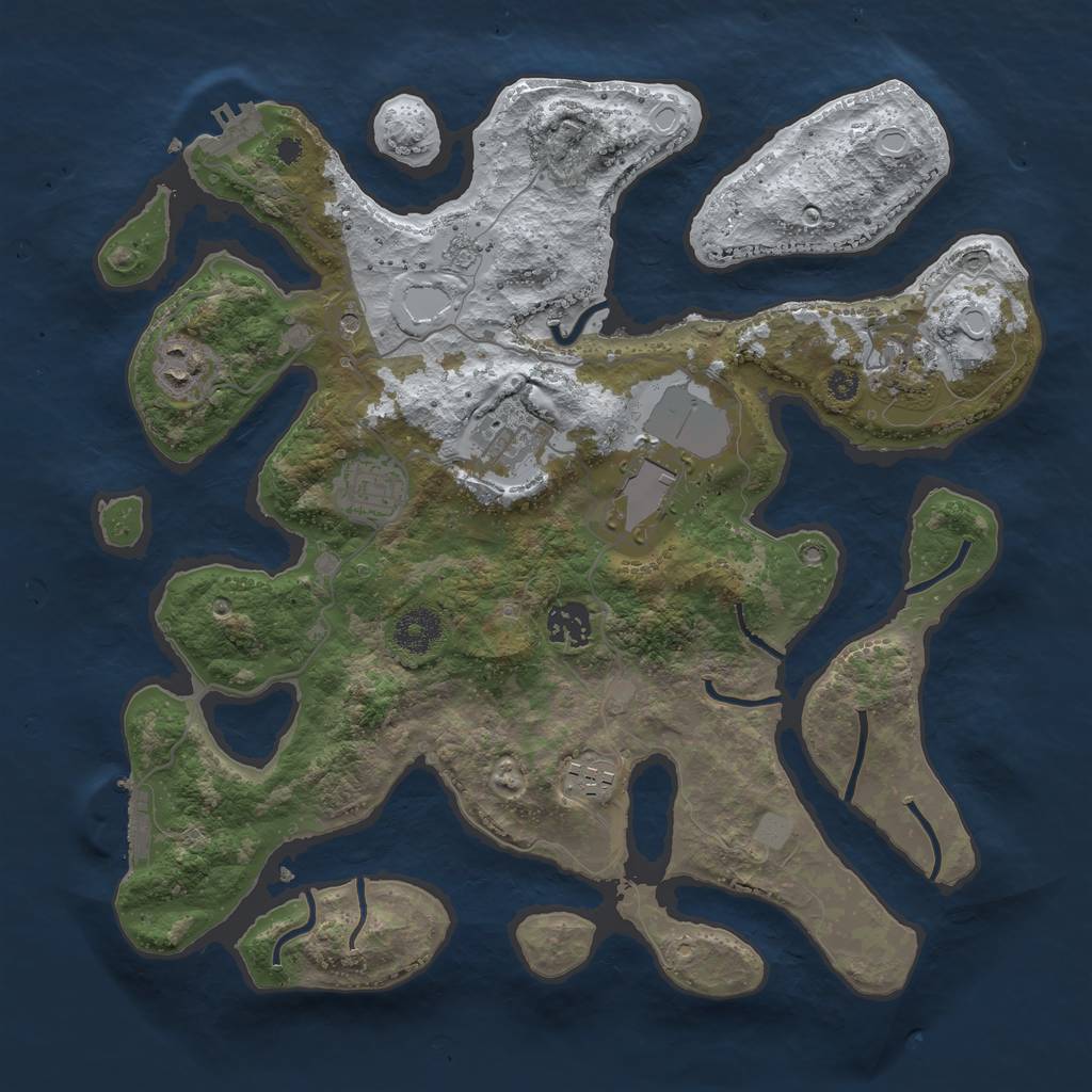 Rust Map: Procedural Map, Size: 3550, Seed: 91329, 16 Monuments