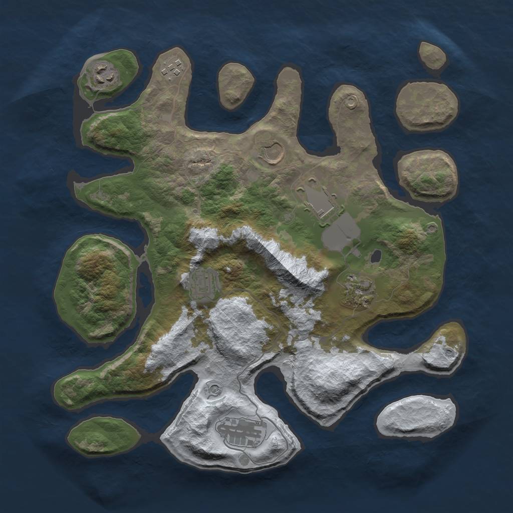 Rust Map: Barren, Size: 3500, Seed: 755234, 10 Monuments