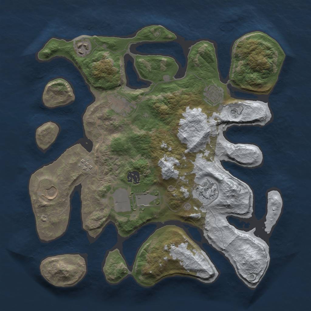 Rust Map: Barren, Size: 3500, Seed: 4023146, 11 Monuments