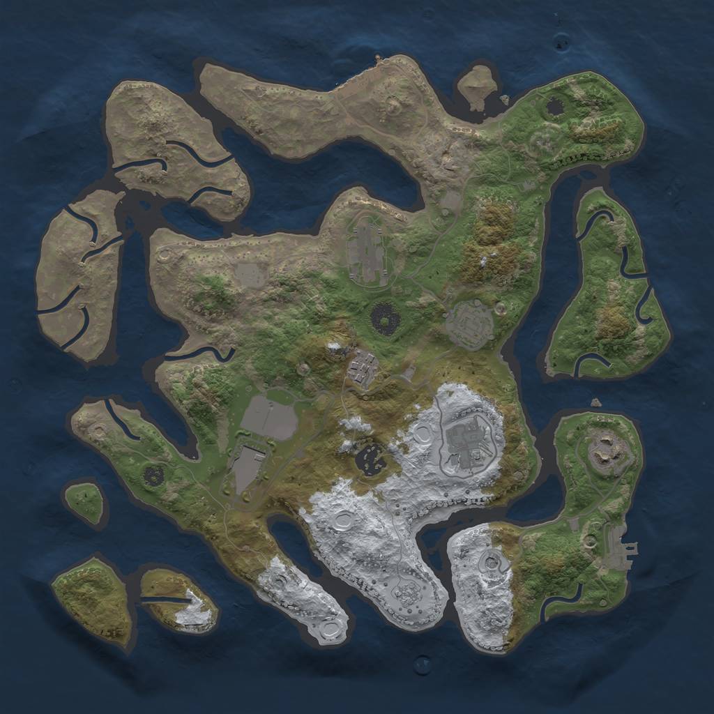 Rust Map: Procedural Map, Size: 3500, Seed: 3655658, 16 Monuments