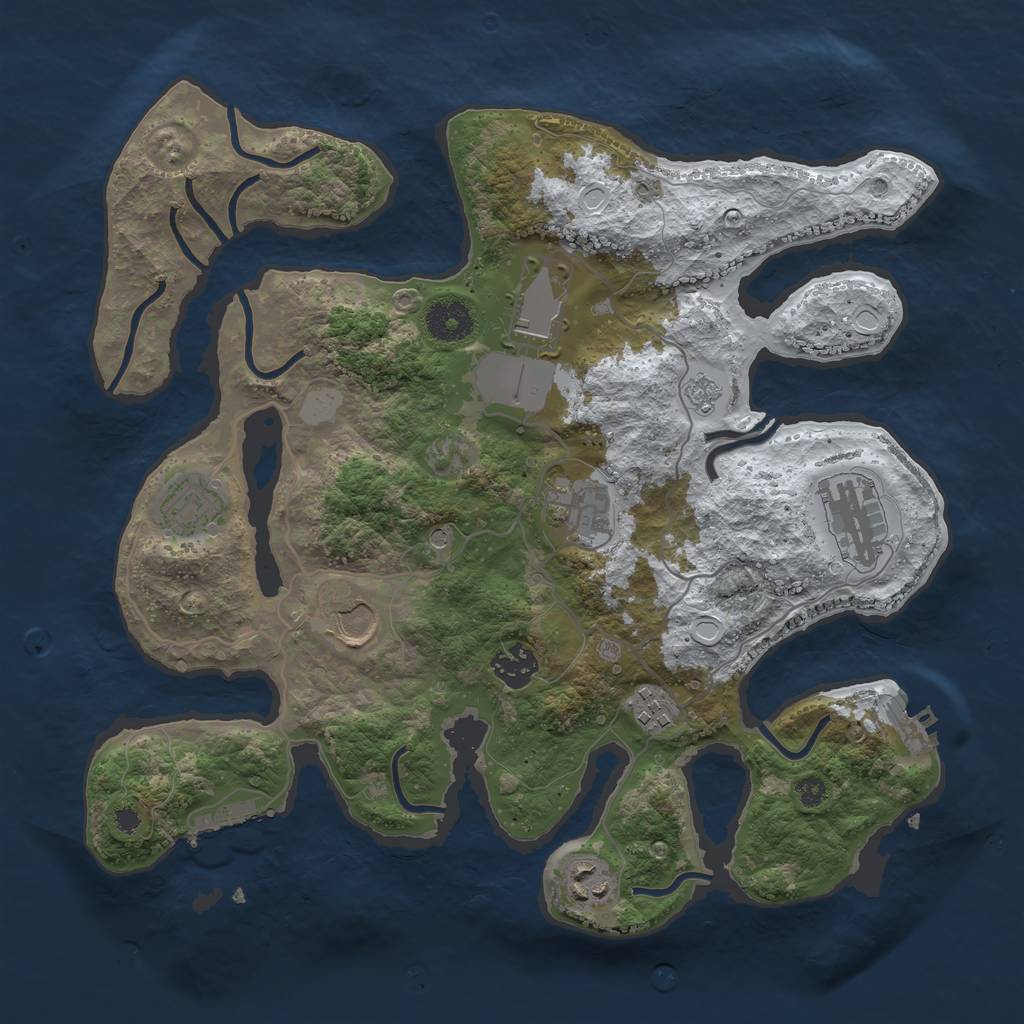 Rust Map: Procedural Map, Size: 3500, Seed: 3514399, 17 Monuments