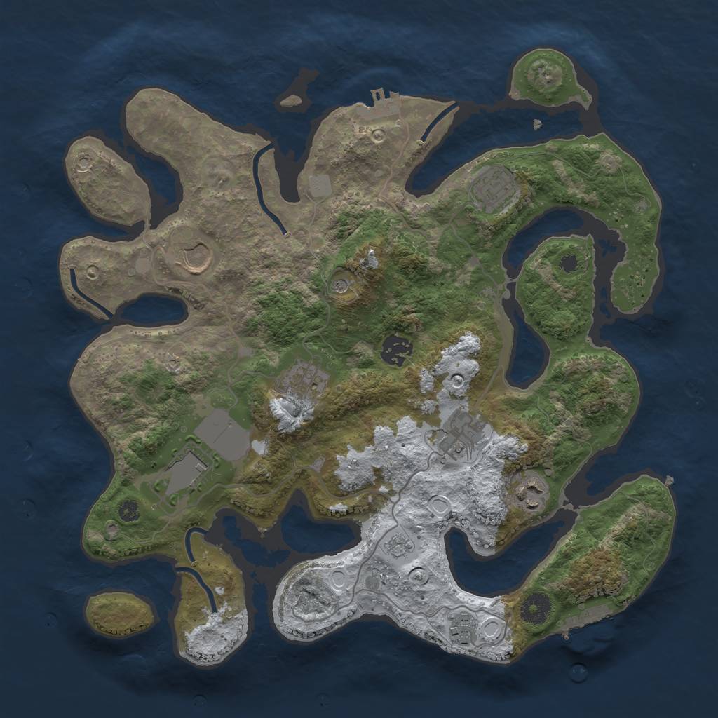 Rust Map: Procedural Map, Size: 3500, Seed: 1422439, 17 Monuments