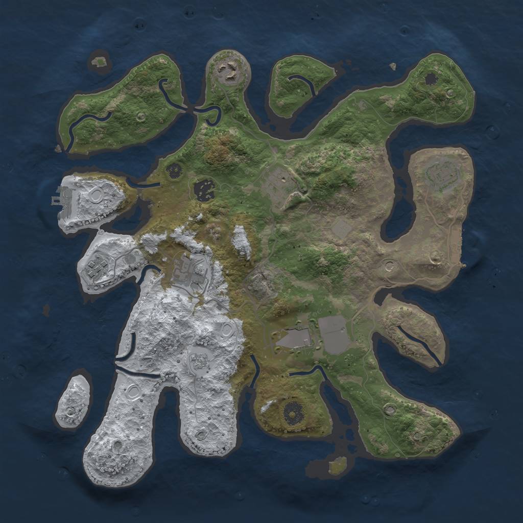 Rust Map: Procedural Map, Size: 3550, Seed: 475845, 16 Monuments