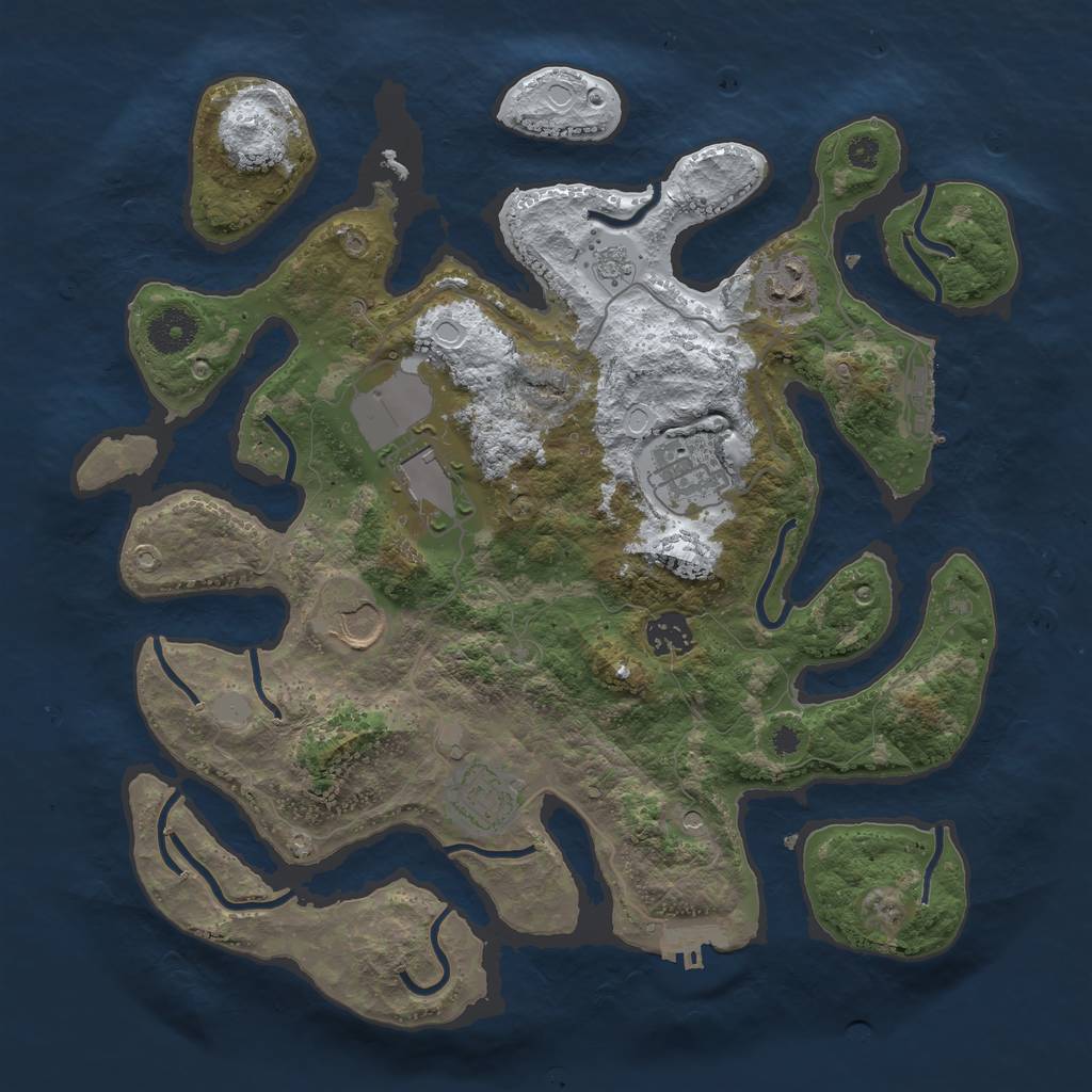 Rust Map: Procedural Map, Size: 3550, Seed: 490376, 15 Monuments