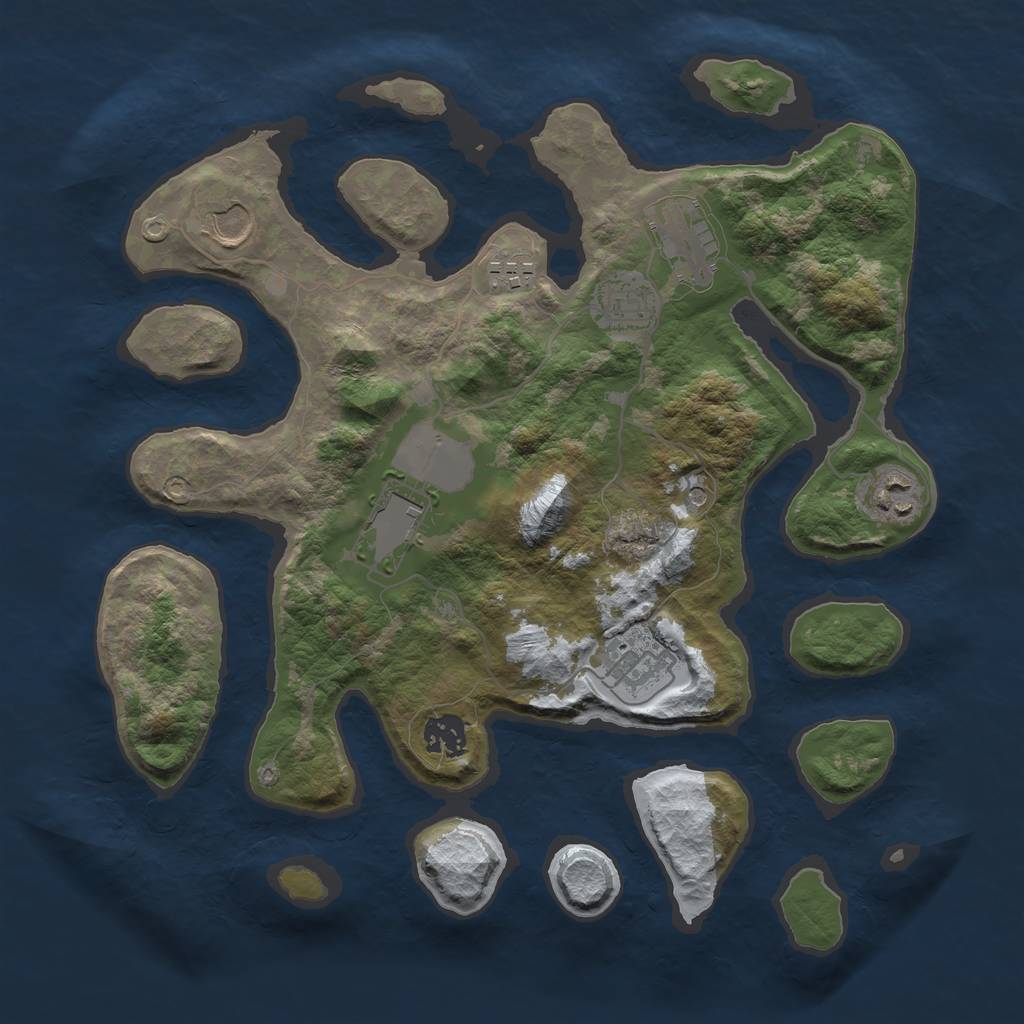 Rust Map: Barren, Size: 3500, Seed: 630098, 11 Monuments