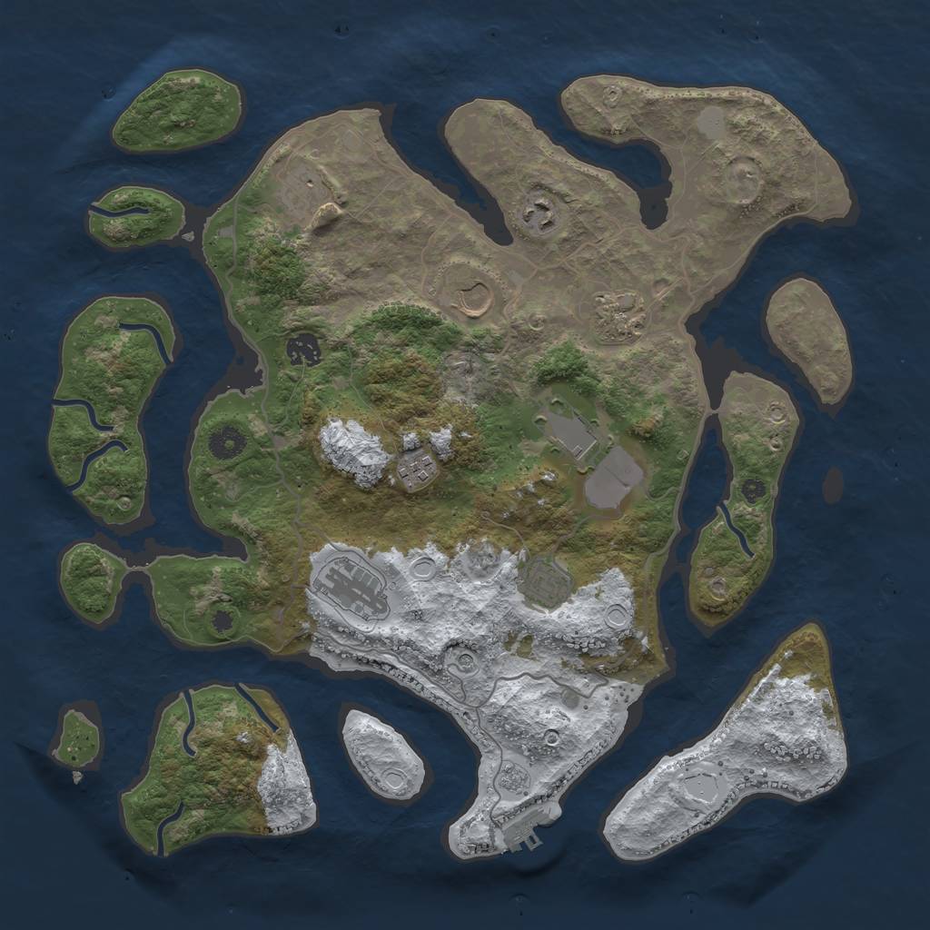 Rust Map: Procedural Map, Size: 4000, Seed: 349327, 17 Monuments