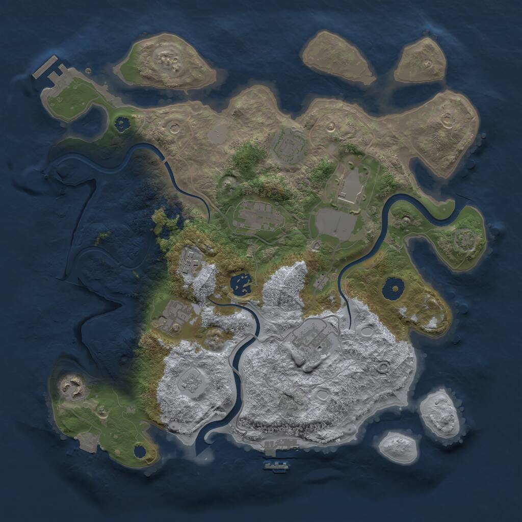 Rust Map: Procedural Map, Size: 3500, Seed: 5440098, 14 Monuments