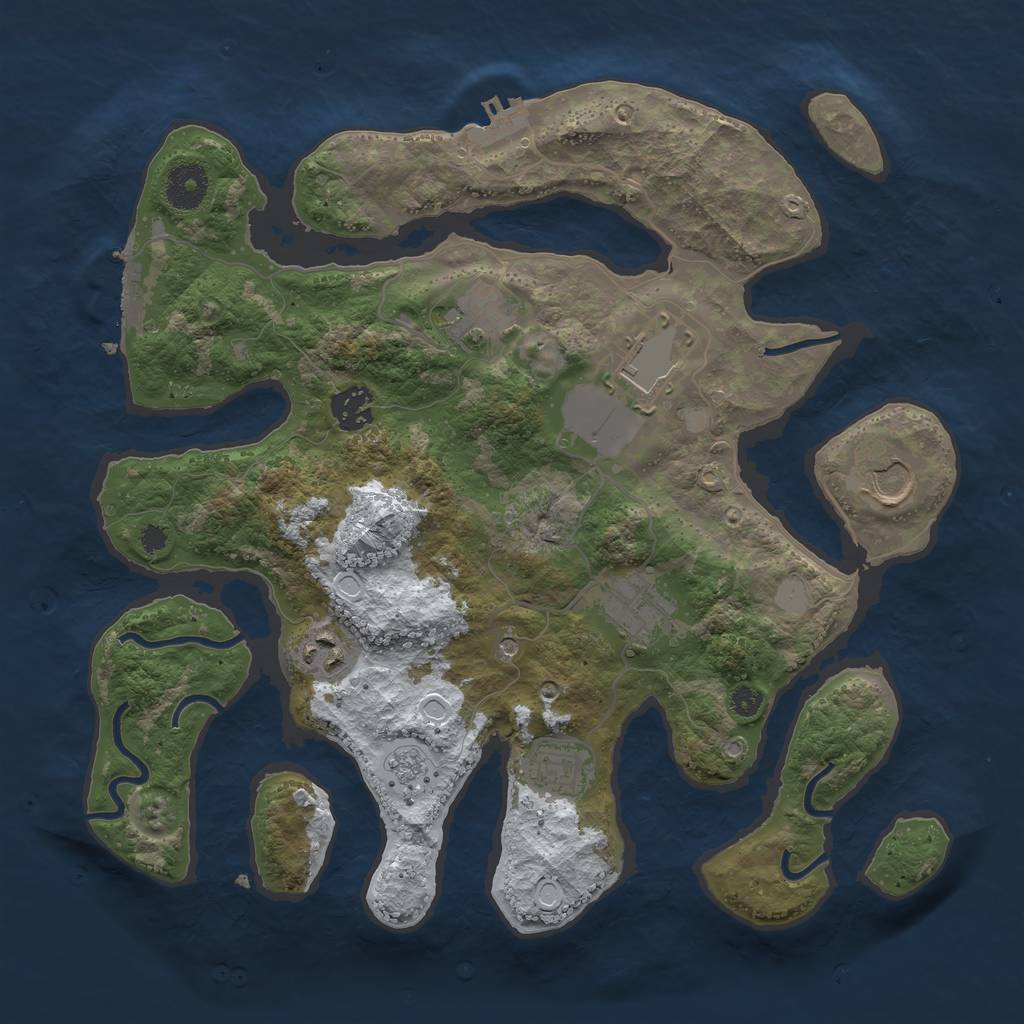 Rust Map: Procedural Map, Size: 3500, Seed: 2616492, 16 Monuments