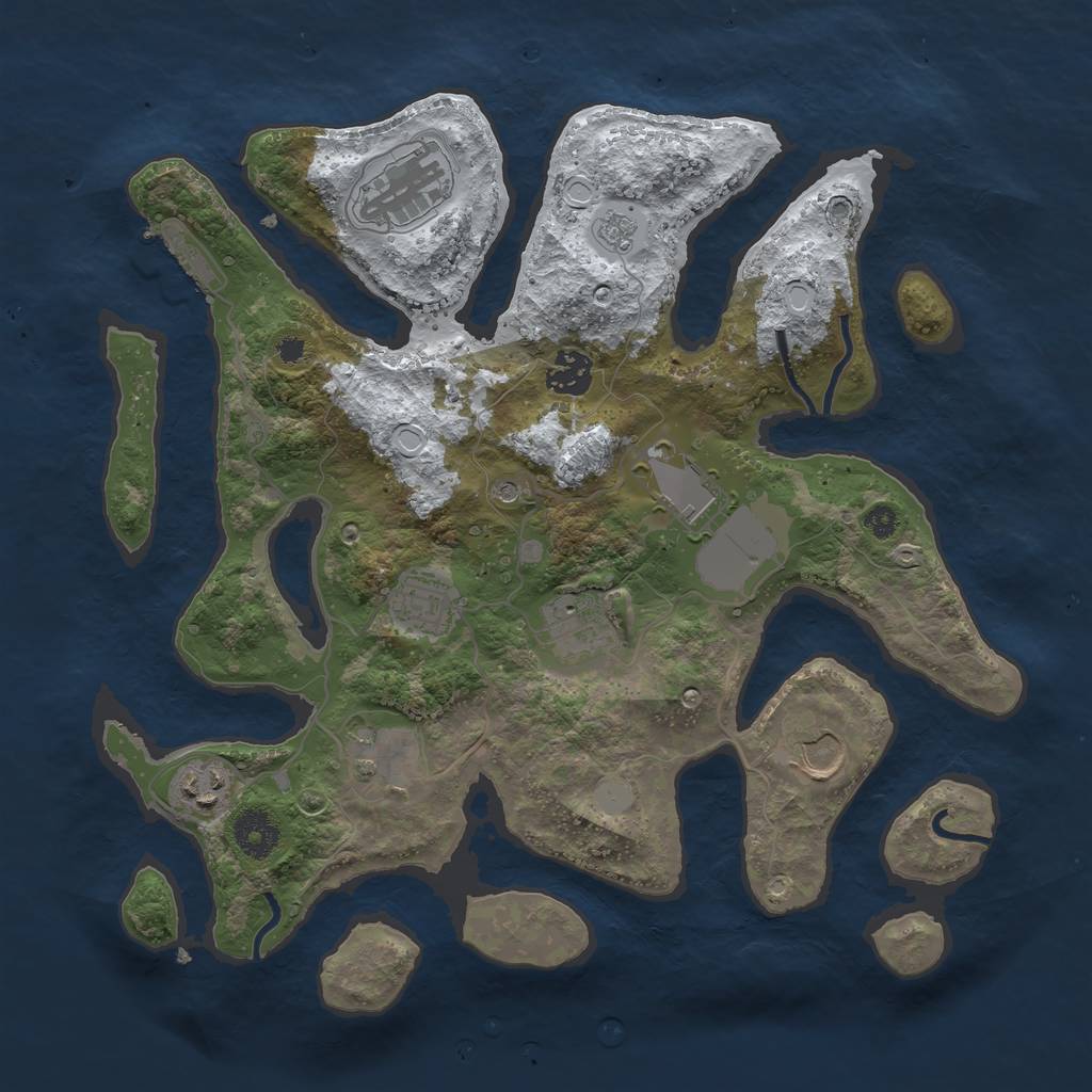 Rust Map: Procedural Map, Size: 3500, Seed: 6145931, 16 Monuments