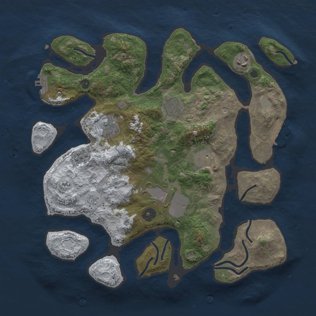 Rust Map: Procedural Map, Size: 3500, Seed: 1000641, 15 Monuments