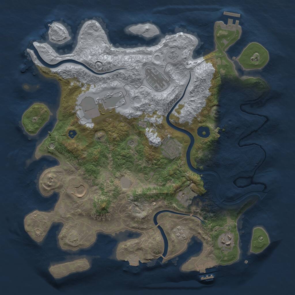 Rust Map: Procedural Map, Size: 3550, Seed: 56824, 13 Monuments