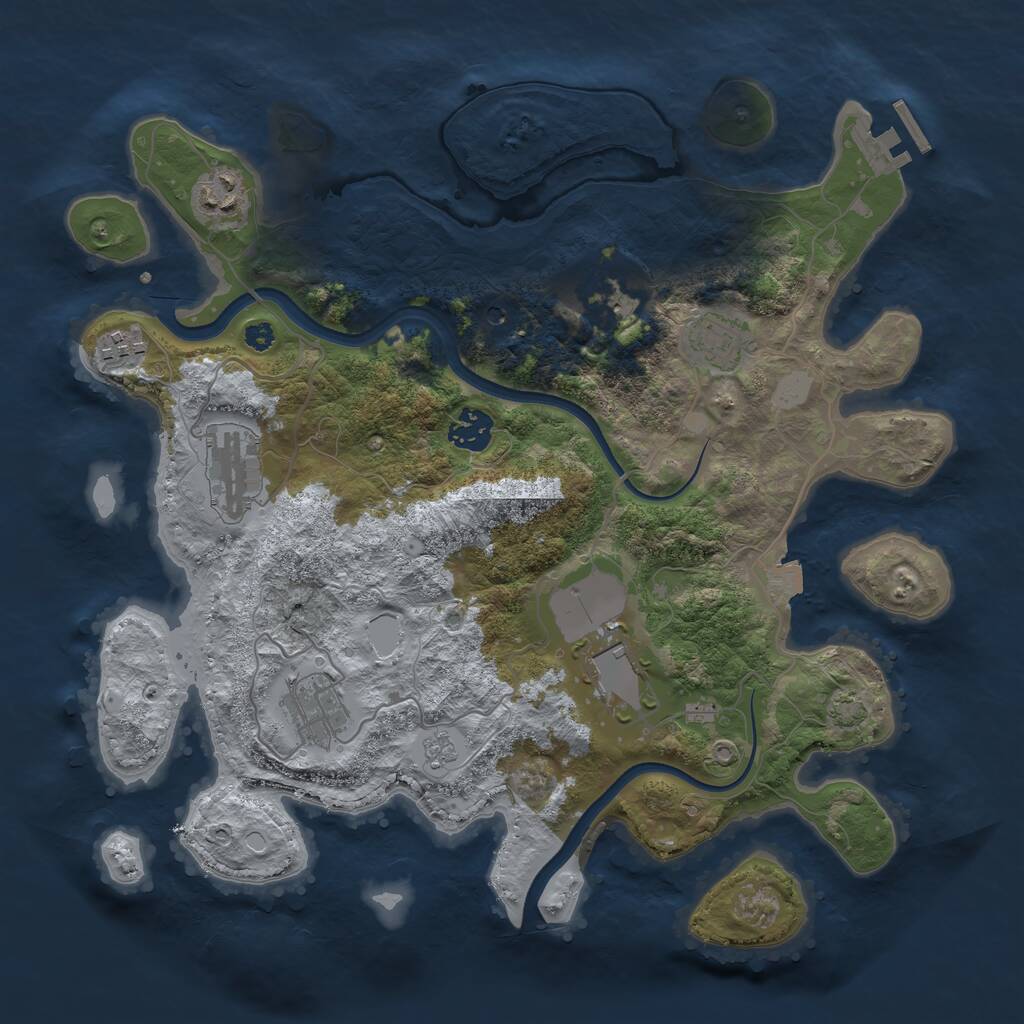 Rust Map: Procedural Map, Size: 3550, Seed: 607264, 13 Monuments