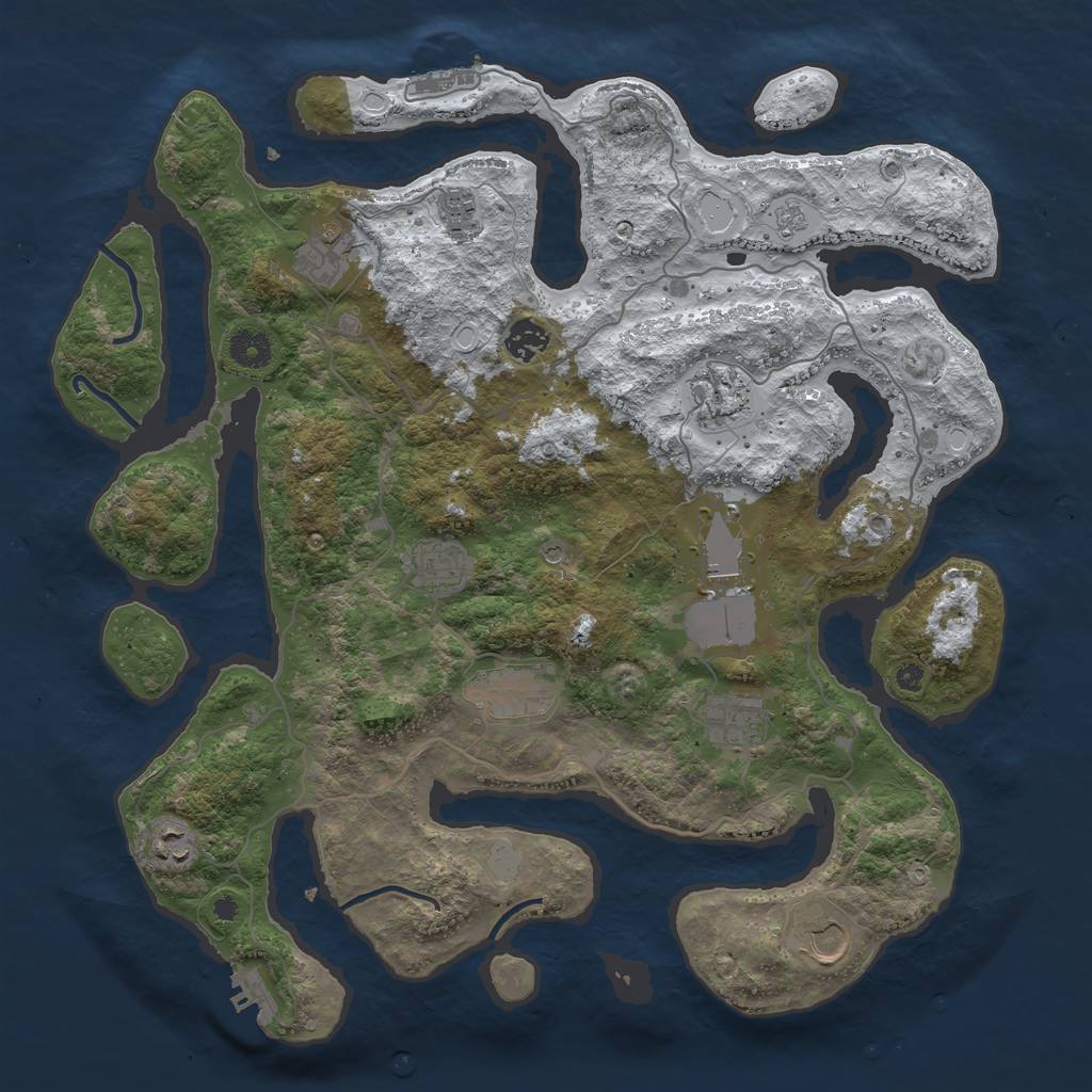 Rust Map: Procedural Map, Size: 4000, Seed: 366185, 19 Monuments