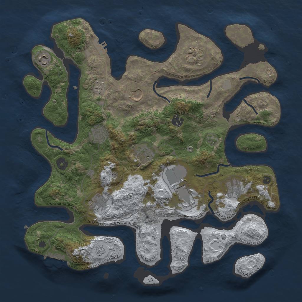 Rust Map: Procedural Map, Size: 3800, Seed: 993120, 19 Monuments