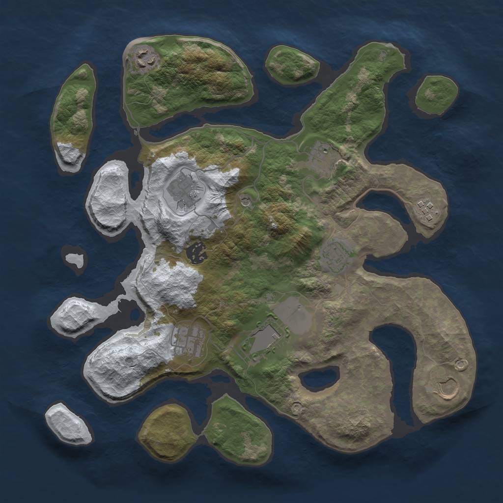 Rust Map: Barren, Size: 3500, Seed: 567967, 12 Monuments