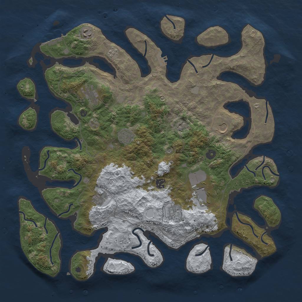 Rust Map: Procedural Map, Size: 4500, Seed: 4790247, 18 Monuments