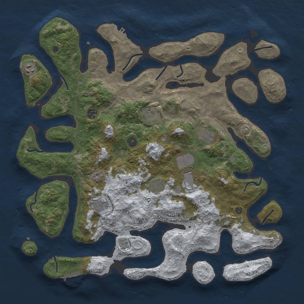 Rust Map: Procedural Map, Size: 4500, Seed: 500473, 17 Monuments