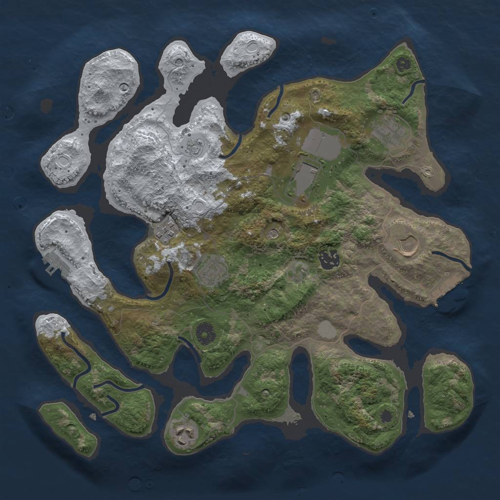 Rust Map: Procedural Map, Size: 3550, Seed: 24994, 16 Monuments