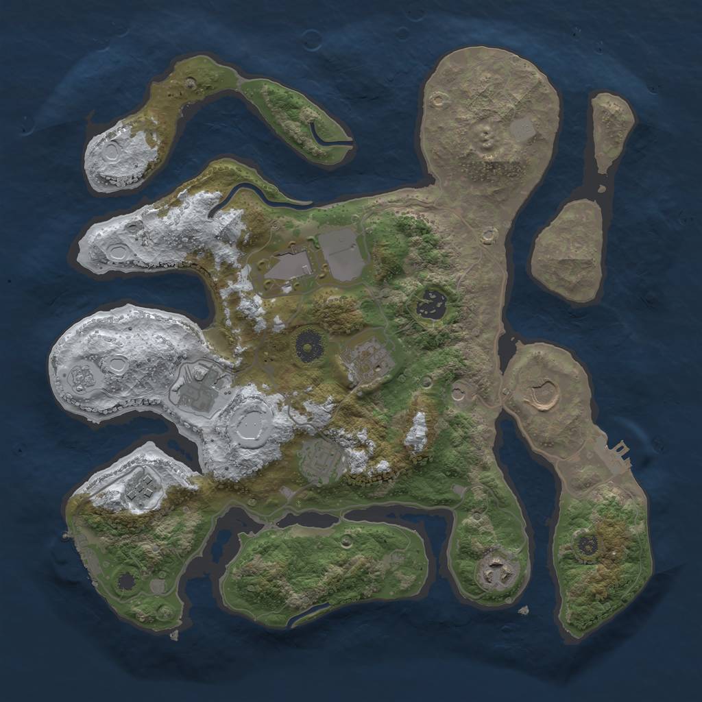 Rust Map: Procedural Map, Size: 3500, Seed: 3017547, 17 Monuments