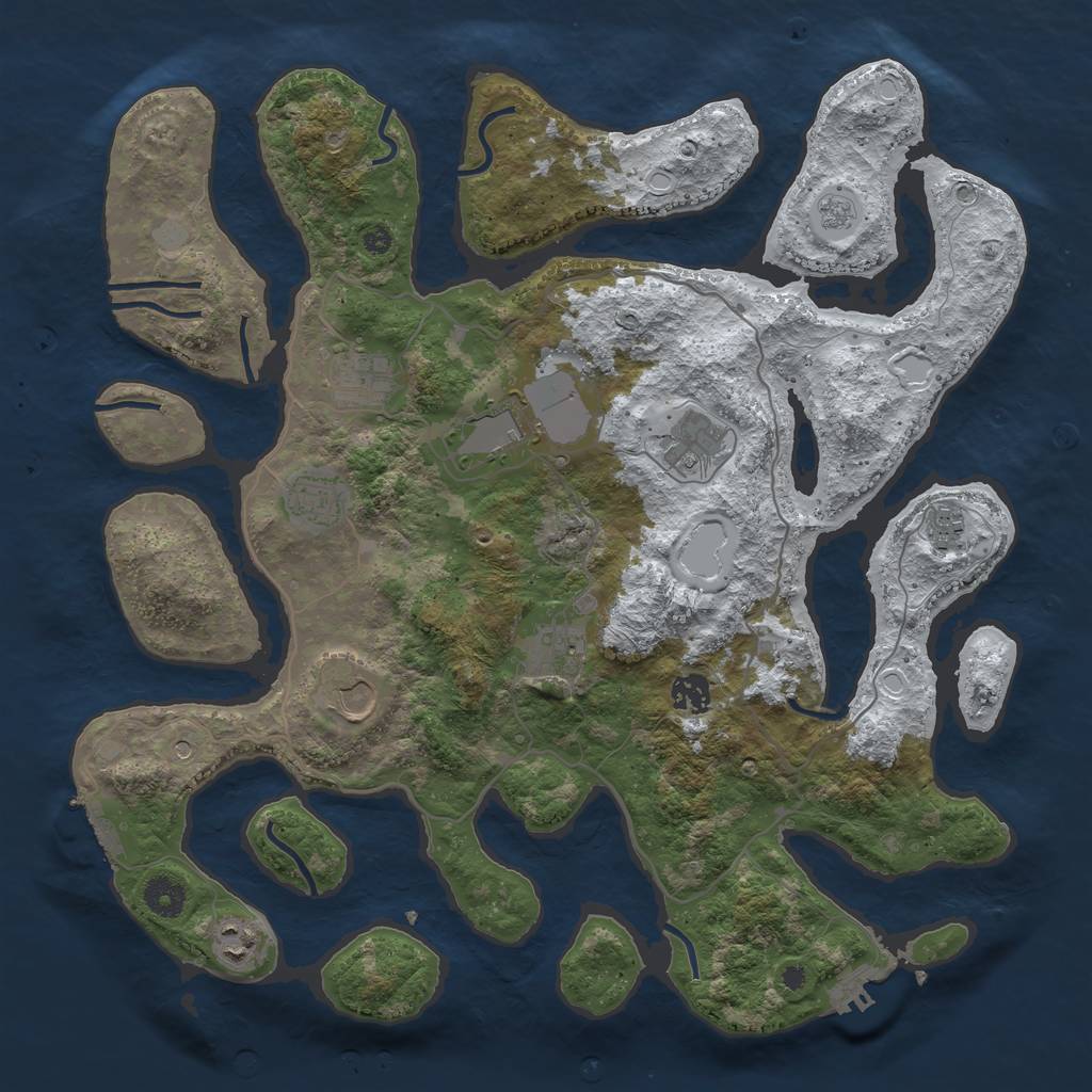 Rust Map: Procedural Map, Size: 4000, Seed: 4070, 18 Monuments