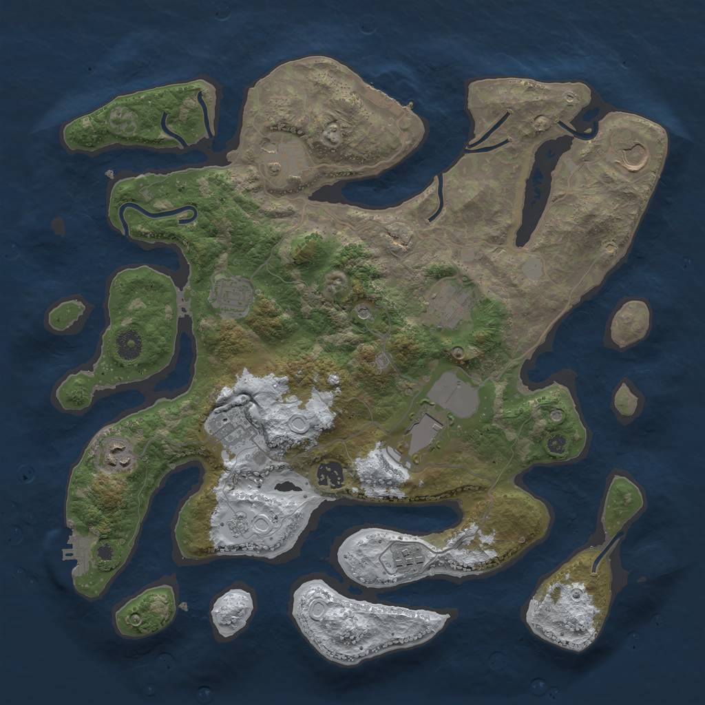 Rust Map: Procedural Map, Size: 3800, Seed: 1682437, 18 Monuments