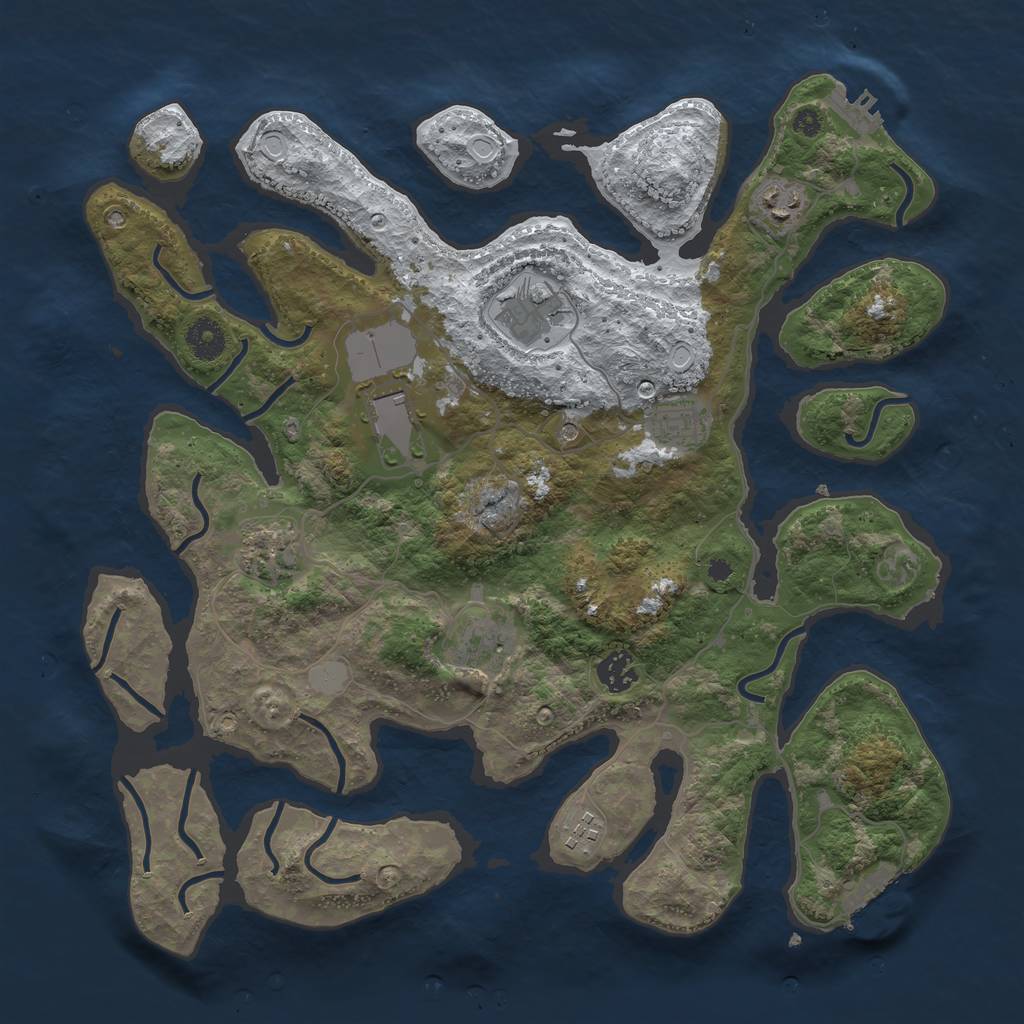 Rust Map: Procedural Map, Size: 3800, Seed: 2092458, 16 Monuments