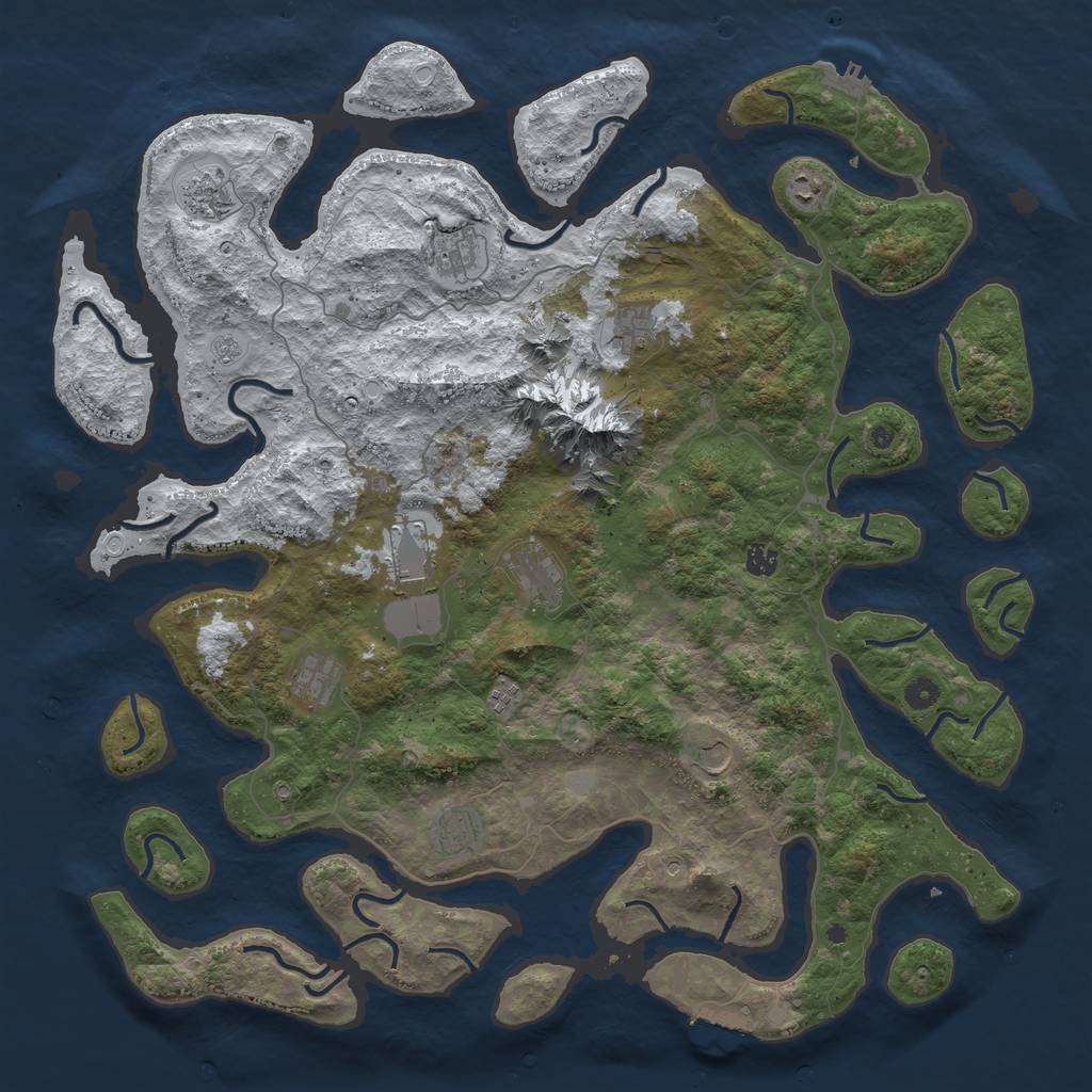 Rust Map: Procedural Map, Size: 5000, Seed: 250375177, 20 Monuments