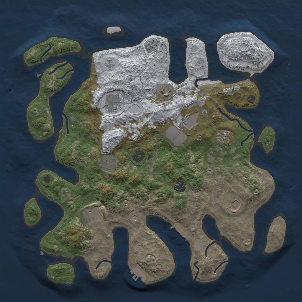 Rust Map: Procedural Map, Size: 3800, Seed: 265701, 18 Monuments