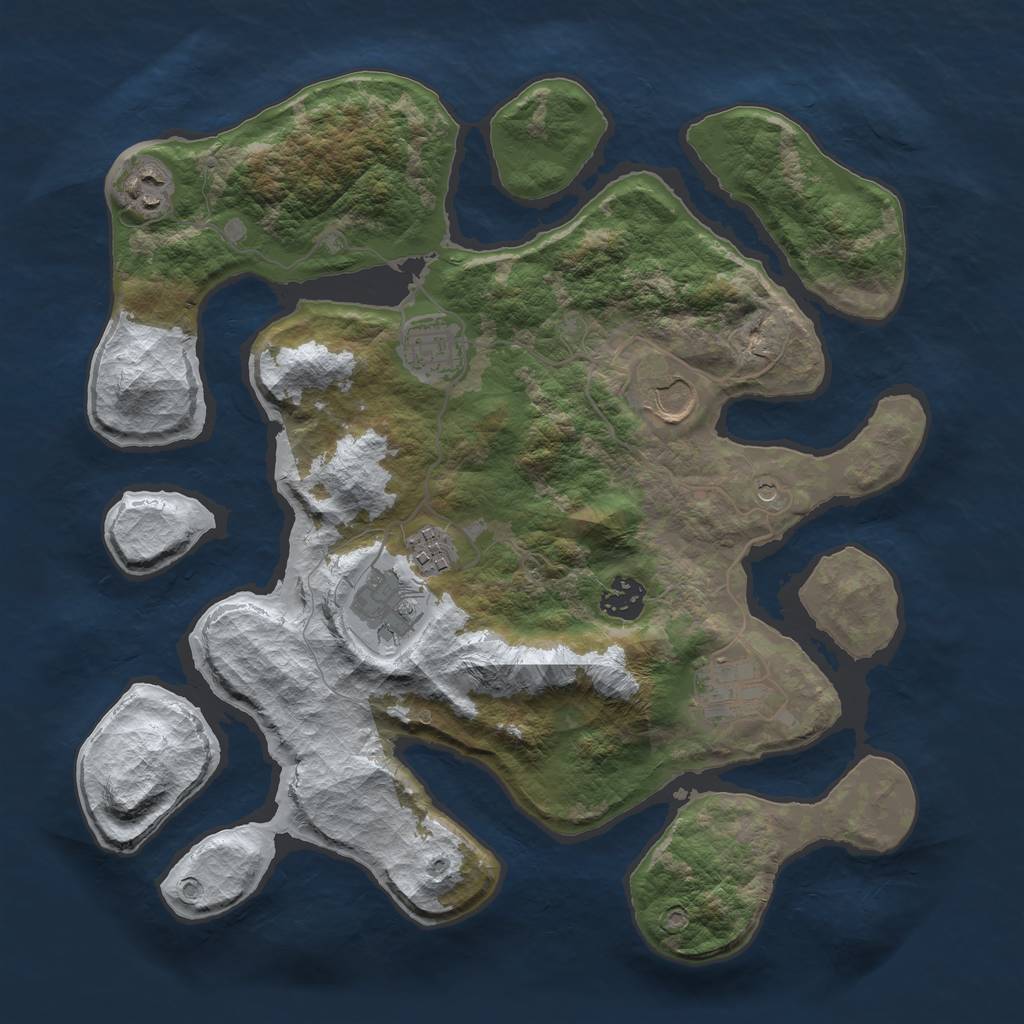 Rust Map: Barren, Size: 3500, Seed: 6173528, 10 Monuments