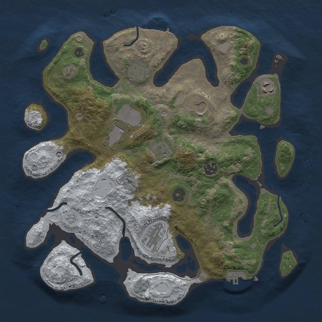 Rust Map: Procedural Map, Size: 3550, Seed: 715291, 17 Monuments