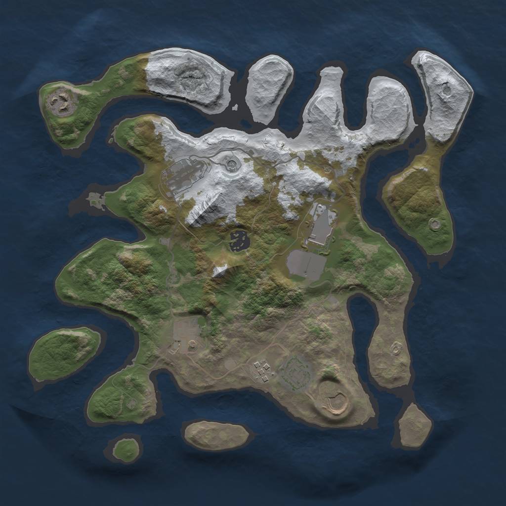 Rust Map: Barren, Size: 3500, Seed: 649447, 11 Monuments