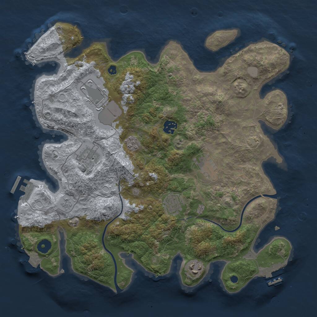 Rust Map: Procedural Map, Size: 3500, Seed: 3051644, 12 Monuments