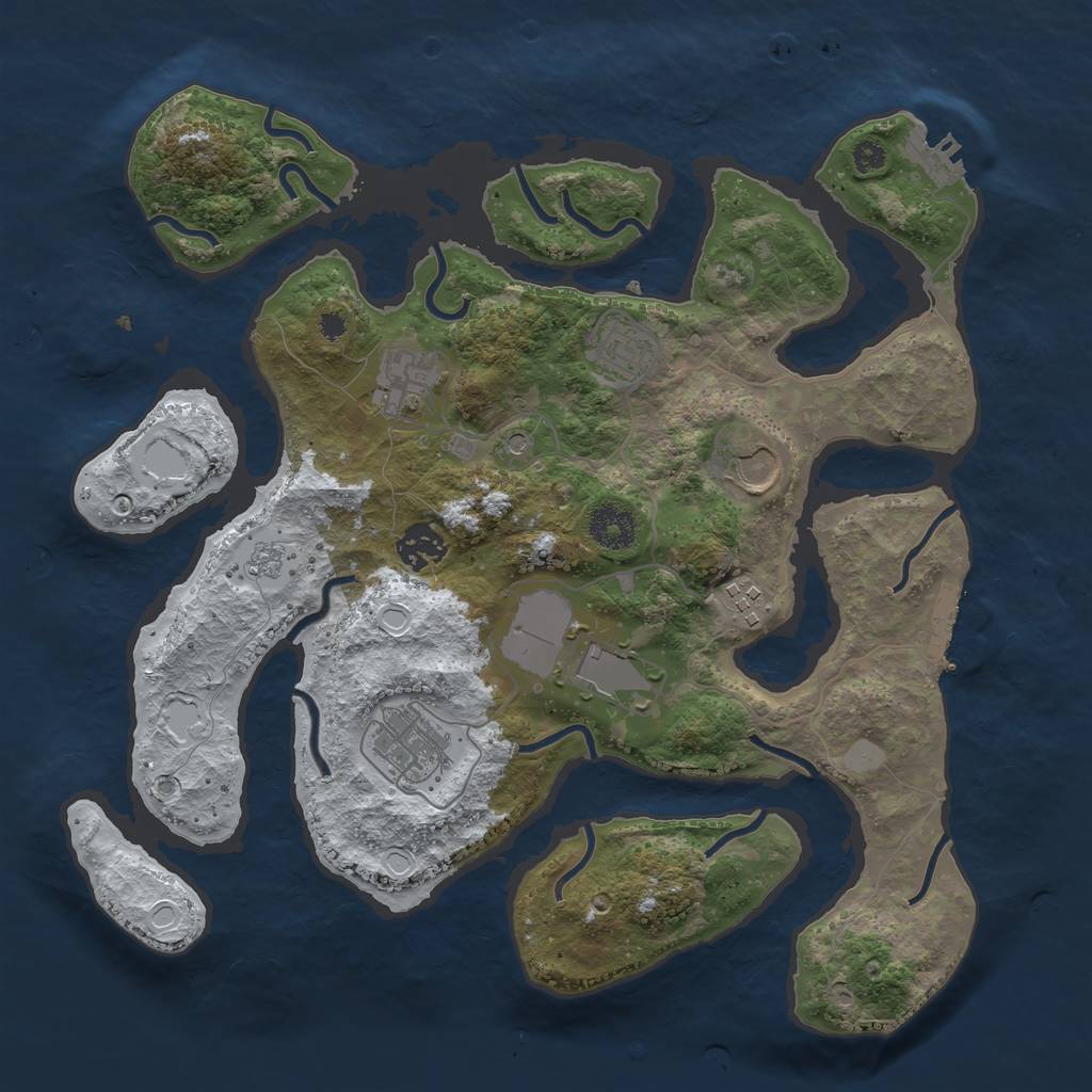 Rust Map: Procedural Map, Size: 3500, Seed: 3900912, 16 Monuments