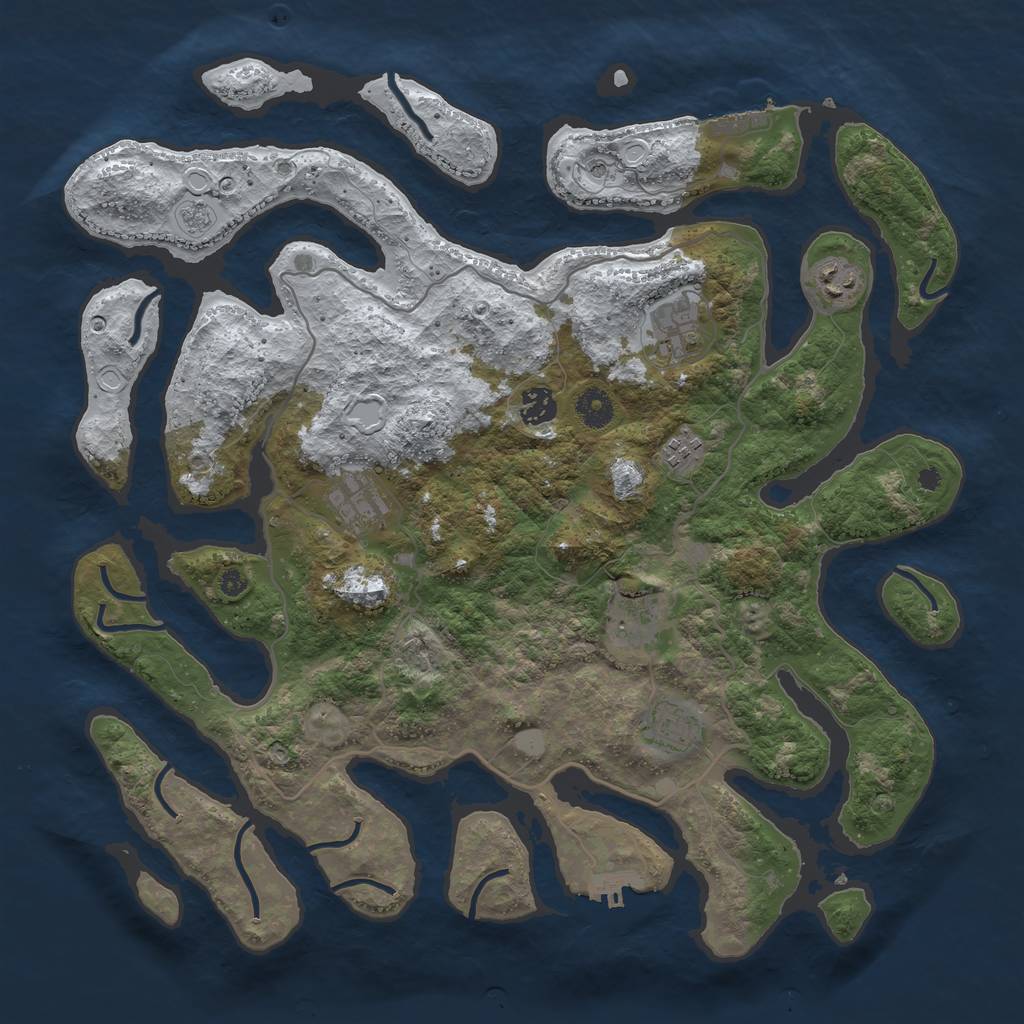 Rust Map: Procedural Map, Size: 4000, Seed: 613914, 16 Monuments