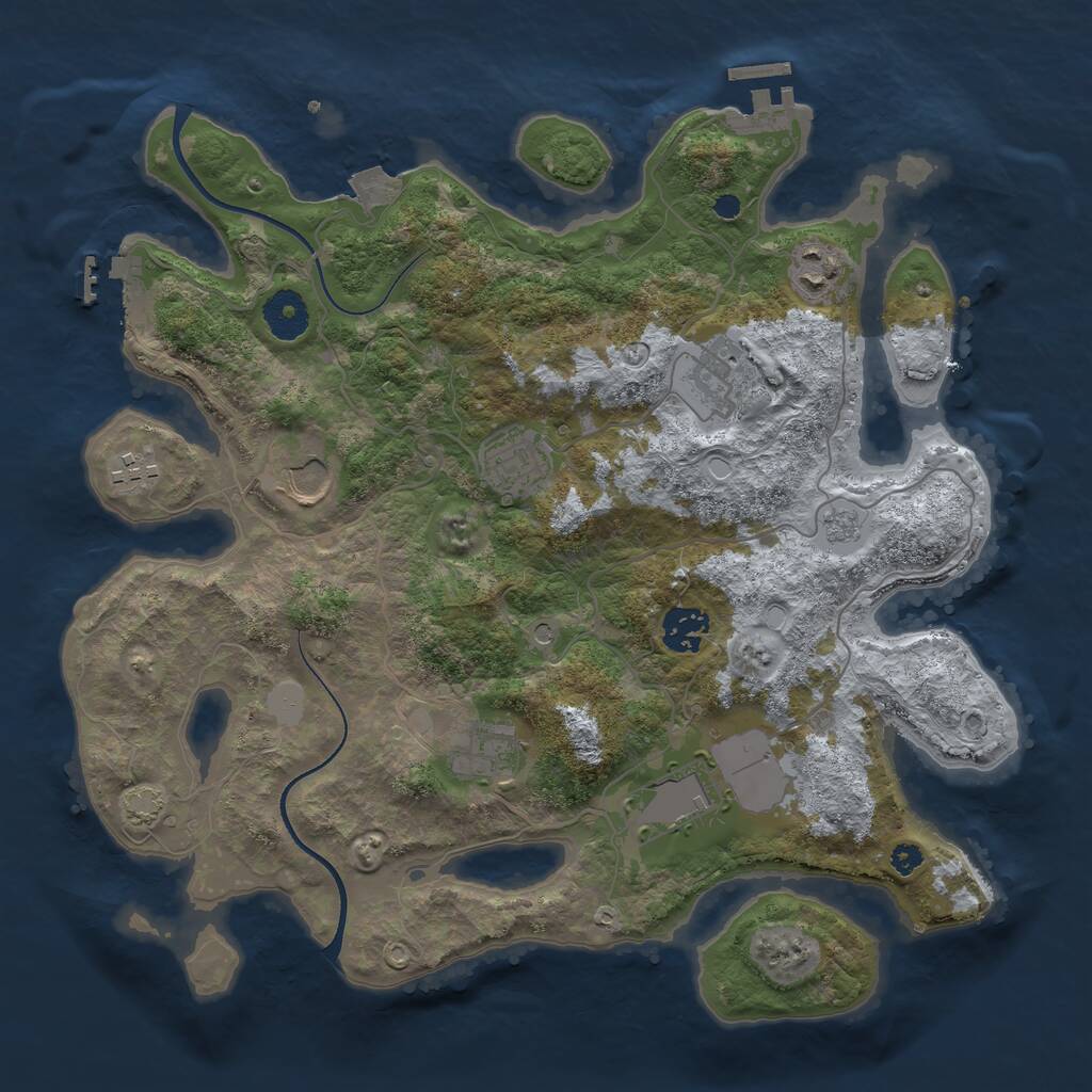 Rust Map: Procedural Map, Size: 3500, Seed: 5232660, 14 Monuments