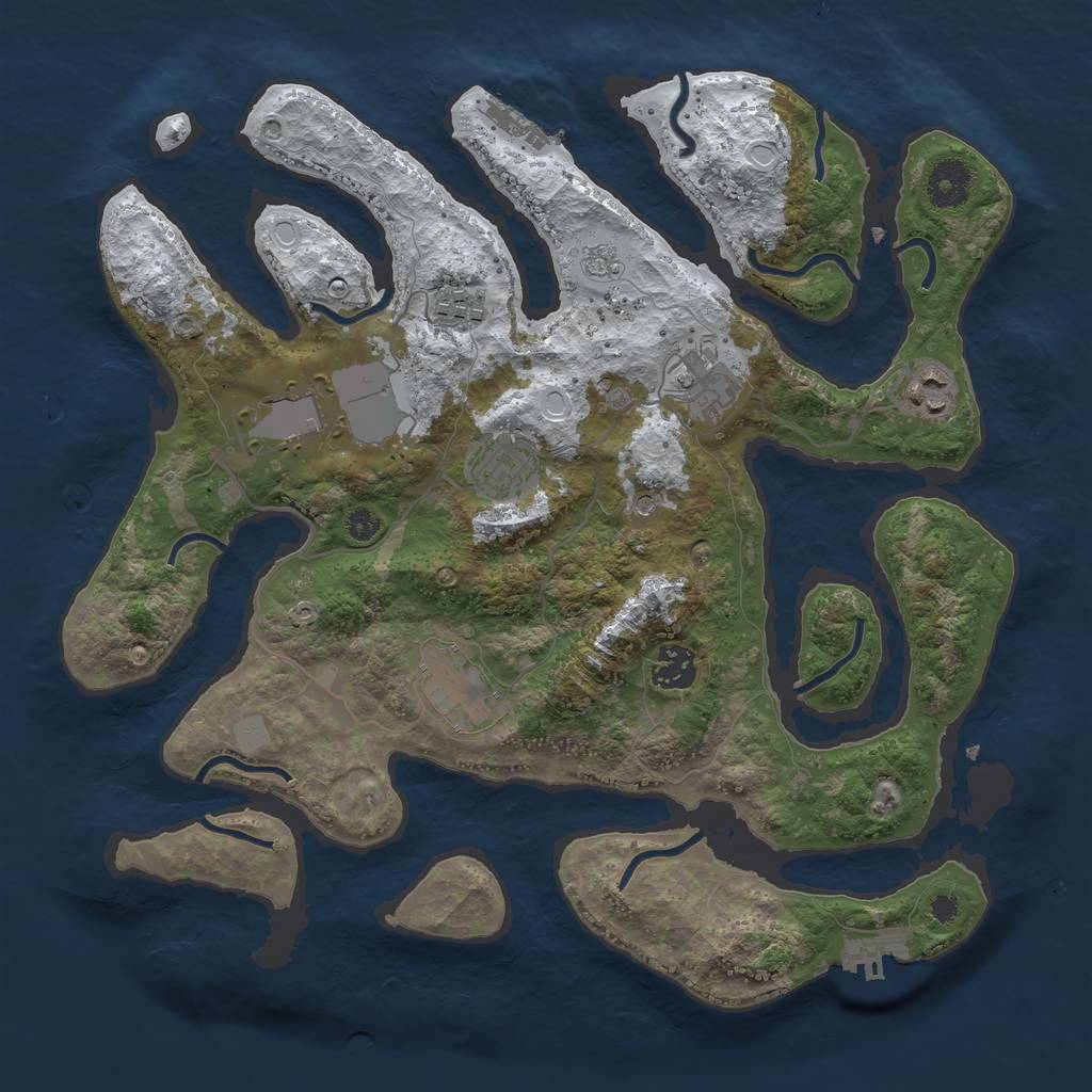 Rust Map: Procedural Map, Size: 3550, Seed: 364353, 16 Monuments