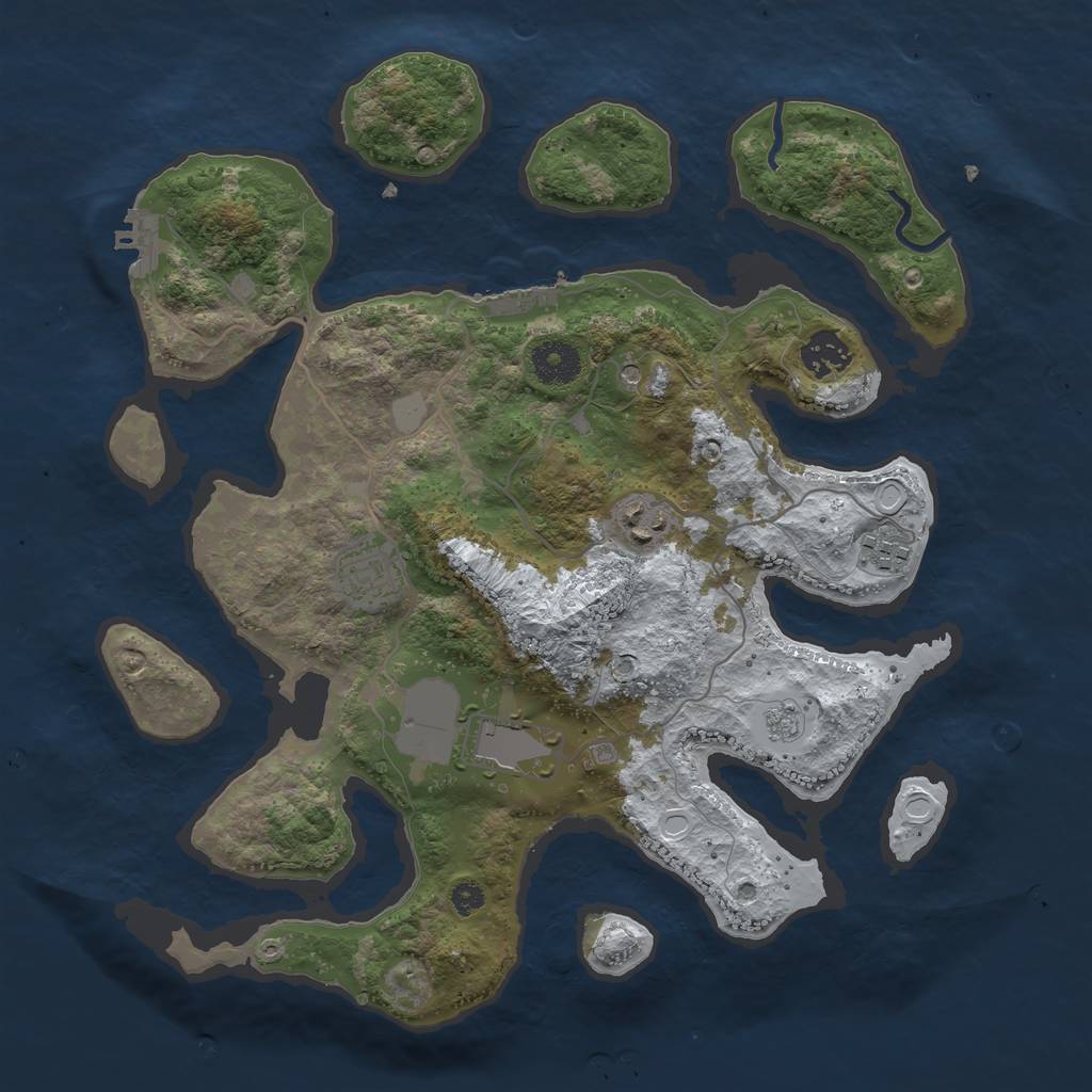 Rust Map: Procedural Map, Size: 3500, Seed: 3036854, 14 Monuments