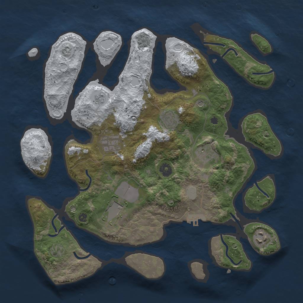 Rust Map: Procedural Map, Size: 3500, Seed: 3562982, 14 Monuments