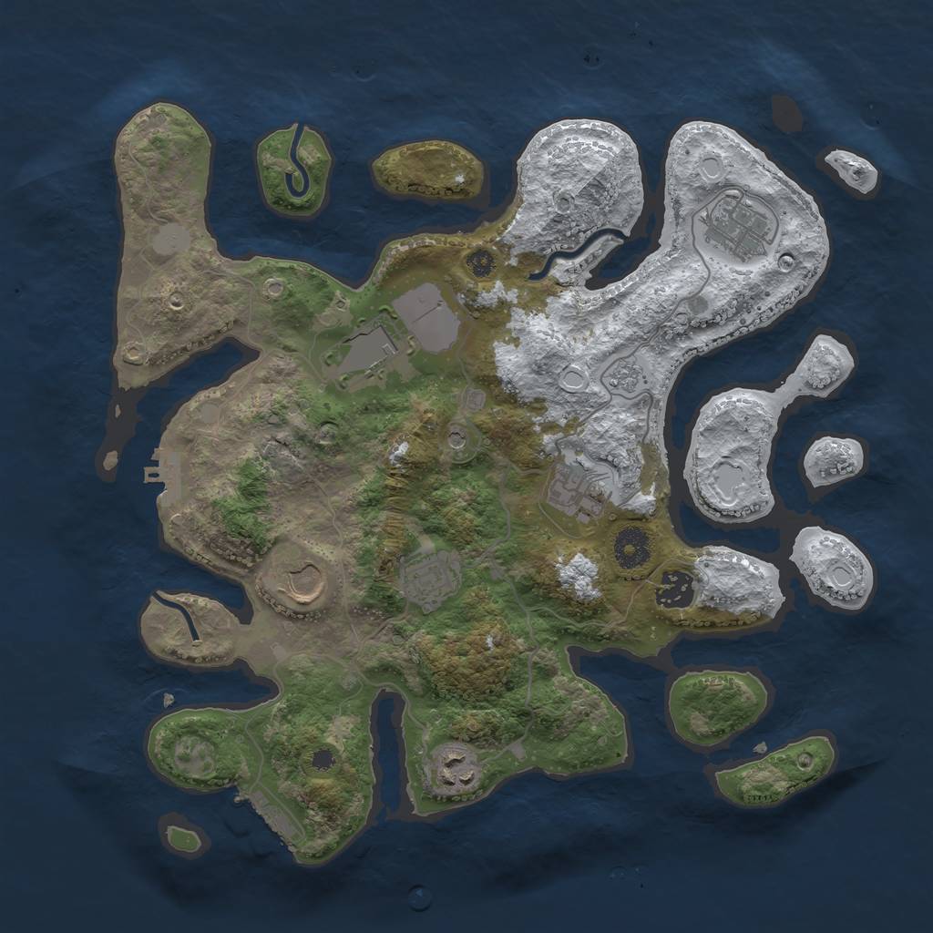 Rust Map: Procedural Map, Size: 3550, Seed: 390316, 16 Monuments