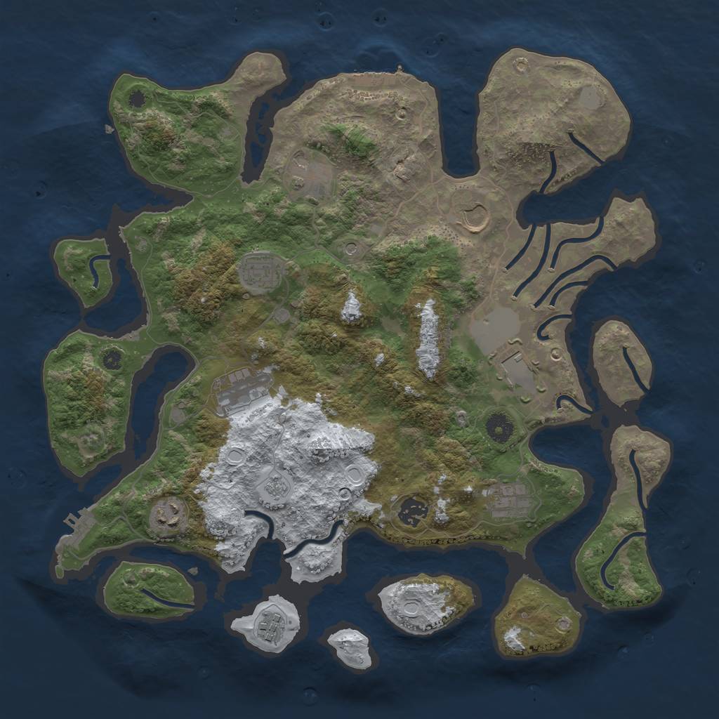 Rust Map: Procedural Map, Size: 3850, Seed: 23724138, 18 Monuments